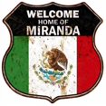 thumbnail image 1 of Welcome Home of MIRANDA Mexican Flag Metal Sign 211110010087, 1 of 1