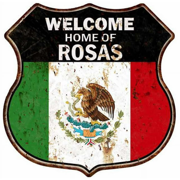 Welcome Home of ROSAS Mexican Flag Metal Sign 211110010162