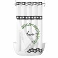 thumbnail image 1 of Welcome No Hook Shower Curtain with Snap in Liner Vintage Leaf Wreath Plant Black Plaid Border Waterproof Bathroom Shower Curtain with See Through Top Window for Bathtub 54" x 78", 1 of 9