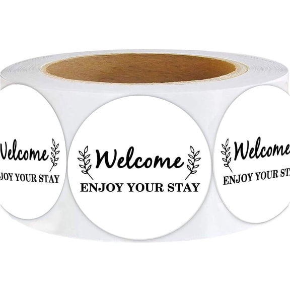 Welcome Hotel Guest Stickers 2 inch Hotel Key Card Envelope Seals 500 Pcs Per Roll