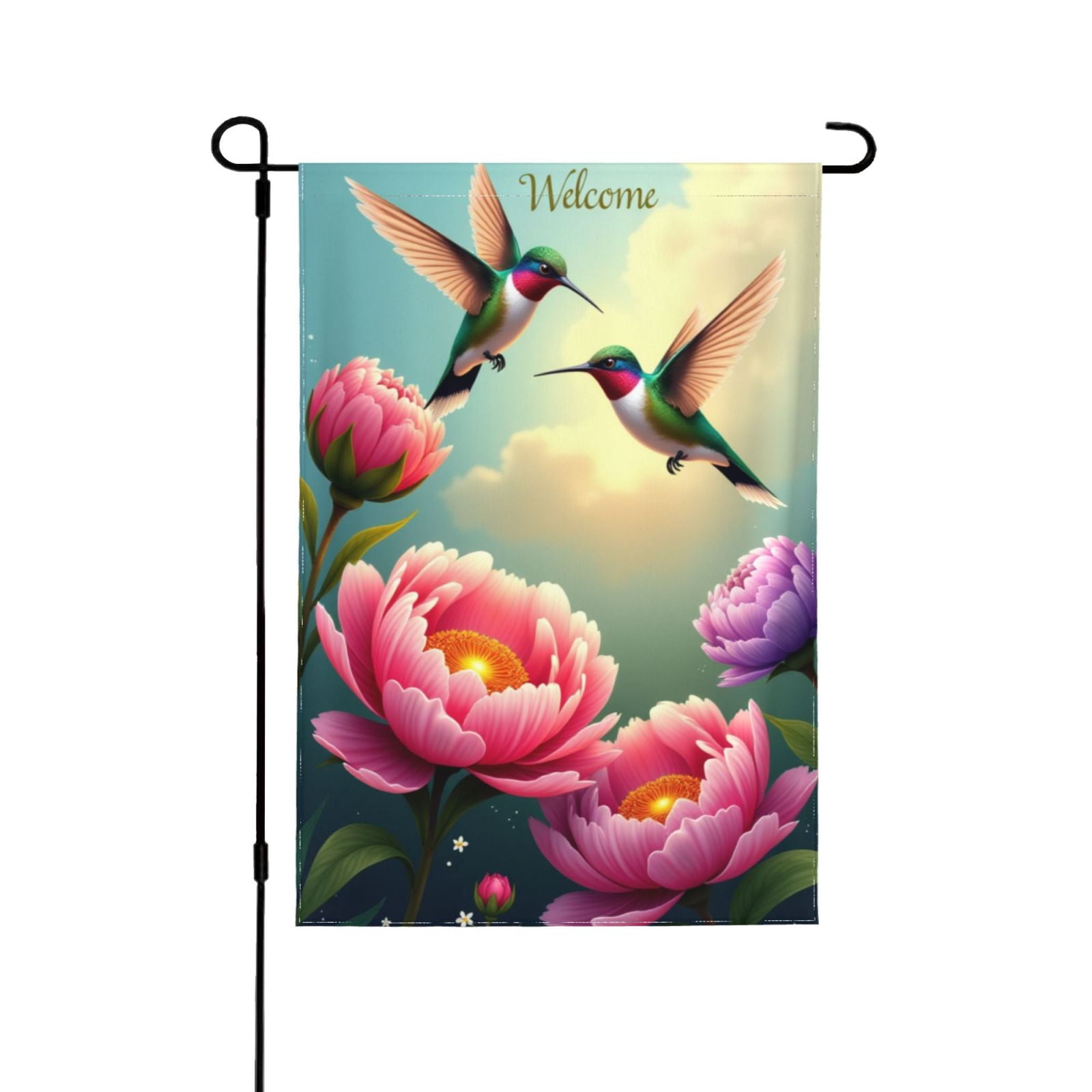 Welcome Hummingbird Garden Flag Double Sided 12x18 Inch Spring Summer ...