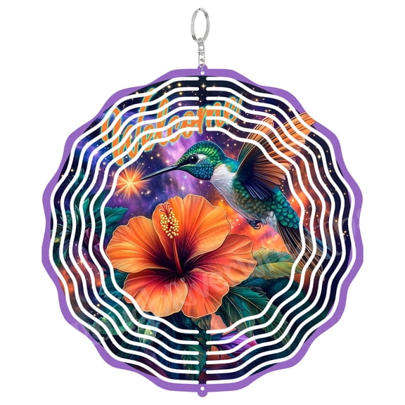 Welcome Hummingbird Wind Spinner Metal Outdoor Decor Celestial Garden Vibrant Multicolor