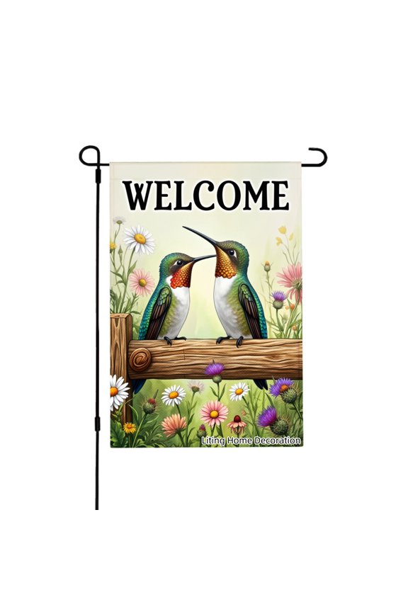 Welcome Hummingbirds Garden Flag For Home Outdoor Garden Yard Decor 12x18 Inch