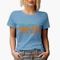 thumbnail image 1 of Welcome, I Hope You Like Dogs, Dog Owner Quote, Groovy Retro Wavy Text Merch Gift, Baby Blue T-Shirt, Large, 1 of 5