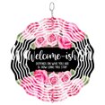 thumbnail image 1 of Welcome Ish Pink Roses 3D Wind Spinner Kinetic Yard Art Stainless Steel Humorous Door Decor Round, 1 of 5