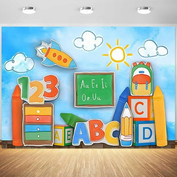 Welcome to Kindergarten Backdrop ABC Letters Pencil Photography Background Kids Back to School Themed Party Banner Decoration Supplies Photo Booth Props