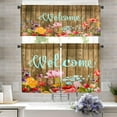 thumbnail image 1 of Welcome Kitchen Curtains and Valances Set - 3 Piece Farmhouse Kitchen Curtains 36 Inch Length Sets with Valance for Windows Rod Pocket Flower Kitchen Decor Decorations, 1 of 5