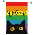thumbnail image 1 of Welcome LGBTQ Pride Parade Rainbow Cat Garden Flag Double Sided, LGBTQ Community Gay Lesbian Transgender Bisexual Yard Outdoor Decoration 12 x 18 Inch, 1 of 6