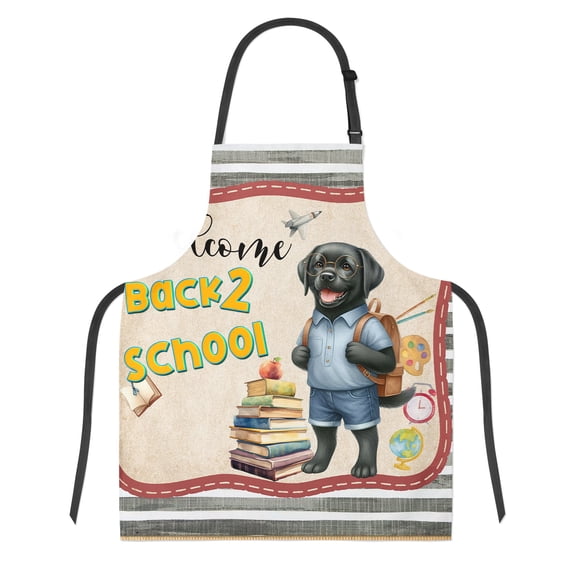 Welcome Labrador Retriever Back to School Vintage Retro Apron Lab Dog Lover Gifts for Cooking Grilling Baking Painting Gardening - 02012