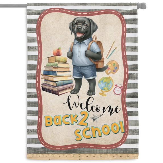 Welcome Labrador Retriever Back to School Vintage Retro House Flag 28x40in Double Sided Lab Dog Lover Gifts Outdoor Decor - 02012