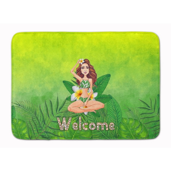 Welcome Lady in Bikini Summer Machine Washable Memory Foam Mat