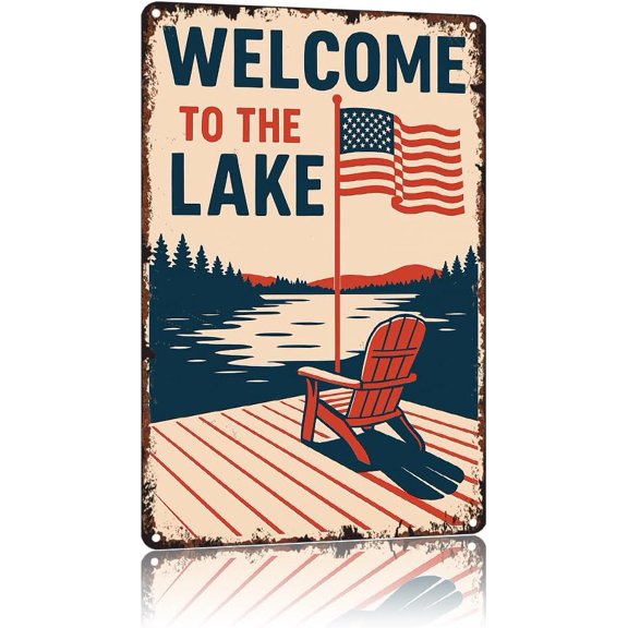 Welcome To The Lake - Boat Dock Funny Poster 8x12 Inch Vintage Aluminum Metal Tin Signs-For Bathroom Cafes Bedroom Patio Porch Indoor Or Outdoor Use Wall Decor