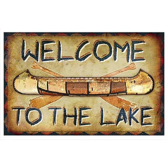 Welcome To The Lake Canoe Novelty Sign | Indoor/Outdoor | Funny Home Décor for Garages, Living Rooms, Bedroom, Offices | SignMission personalized gift Wall Plaque Decoration