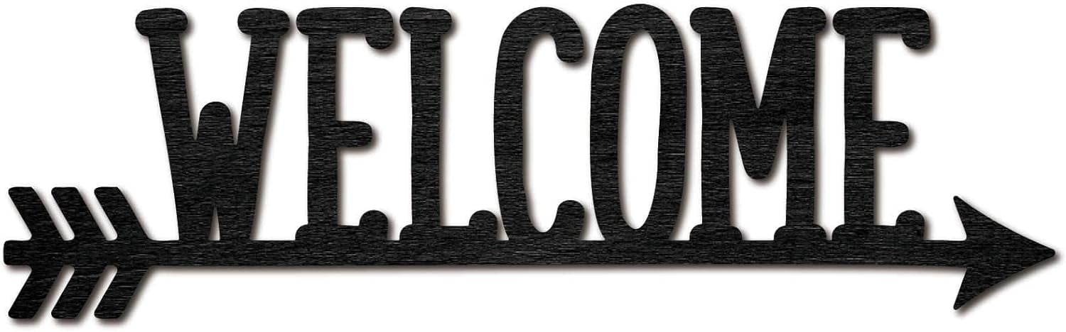 Welcome Laser Cut Wood Letter Sign Arrow Wall Decor Cutouts Unfinished ...