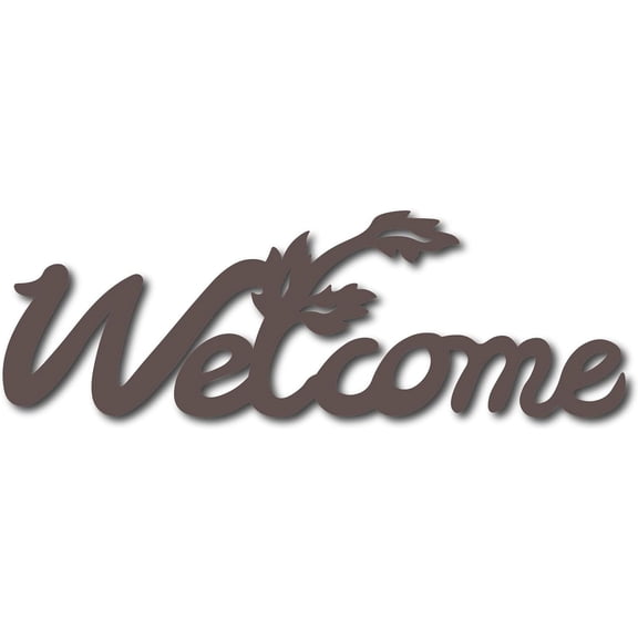 Welcome Laser Cut Wood Letter Sign Leaf Wall Decor Cutouts Unfinished Wooden Signs Wall Art Basswood Hanging Sculpture Decoration for Painting Crafts DIY Home Gallery Office 11.81x3.94Inch Beige