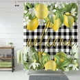 thumbnail image 1 of Welcome Lemon Buffalo Plaid Shower Curtain, Black White Summer Fruit Shower Curtain Set with Hooks, Waterproof Fabric Shower Curtains for Bathroom Decor, 36x72 Inch Bath Curtain, 1 of 6