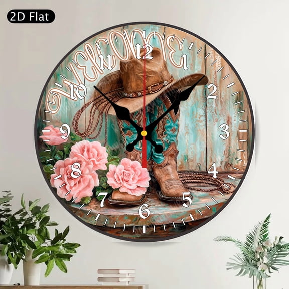 Welcome Lemon Farmhouse Round Wall Clock Silent Non-Ticking Kitchen Living Room Decor