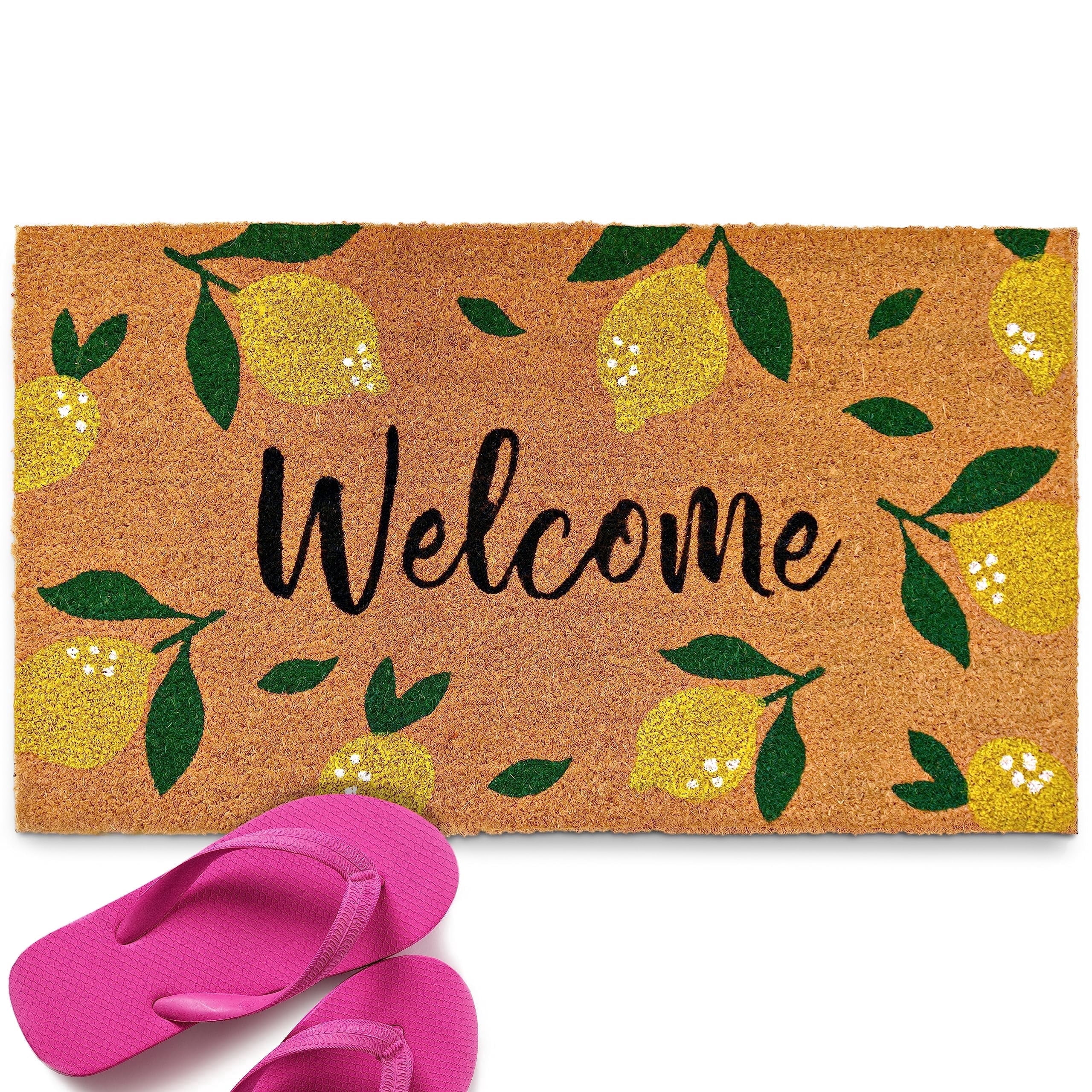 MAINEVENT Lemon Spring Doormat 30x17 Inch, Outdoor Welcome Mat for Outside