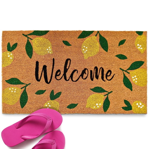 Welcome Lemons Doormat 30x17 Inch Welcome Mat Outdoor Coir Door Mat