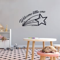 Welcome Little One Star Newborn Baby Babies Quote Wall Sticker Art Decal for Girls Boys Room Bedroom Nursery Kindergarten House Fun Home Decor Stickers Wall Art Vinyl Decoration Size (15x30 inch)