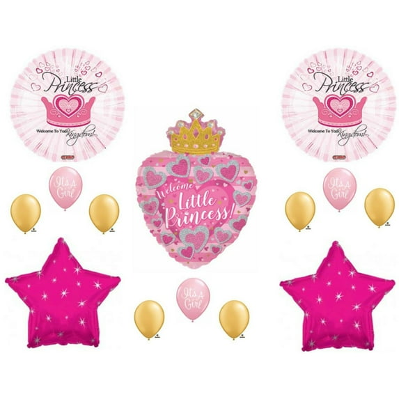 Welcome Little Princess Crown It's a Girl Baby Shower Balloons Decorations