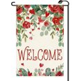 thumbnail image 1 of Welcome Love Heart Floral Garden Flag 12x18 Inch Vertical Double Sided Roses Lovers Small Flags Anniversary Wedding Outside Decoration For Yard (ONLY FLAG) QR03, 1 of 1
