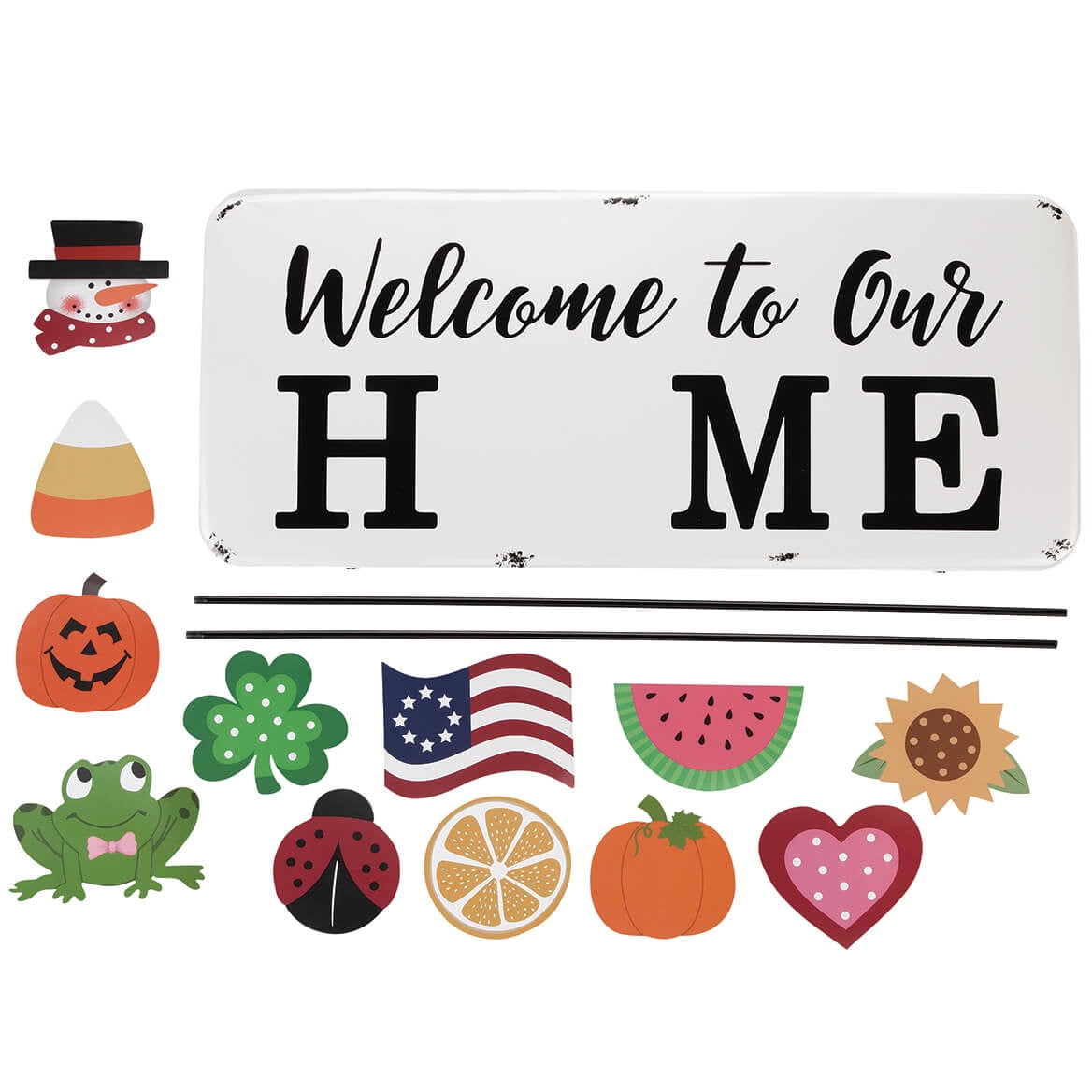 Welcome to Our Home Magnetic Seasonal Metal Yard Stake
