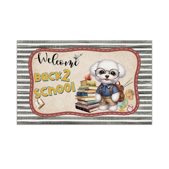 Welcome Maltese Back to School Vintage Retro Doormat Maltese Dog Lover Gifts Idea Indoor Outdoor Welcome Mat - 02012