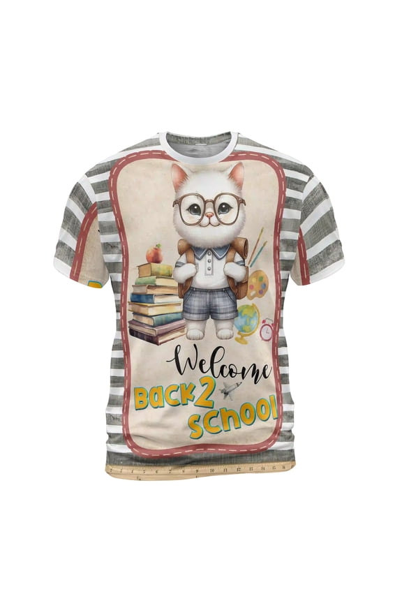 Welcome Manx Back to School Vintage Retro All Over Print 3D Shirt Unisex Merch Cat Lover Kitten Owner Gifts - 02012