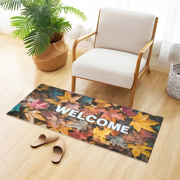 Welcome Maples Autumn Plush Carpet Non Slip Runner Rug Absorbent Bath Mat 39" x 20"