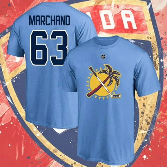 Welcome Marchand Brad #63 Panther Team Special 2.0 Name & Number T-Shirt,Light Blue Color,Size L