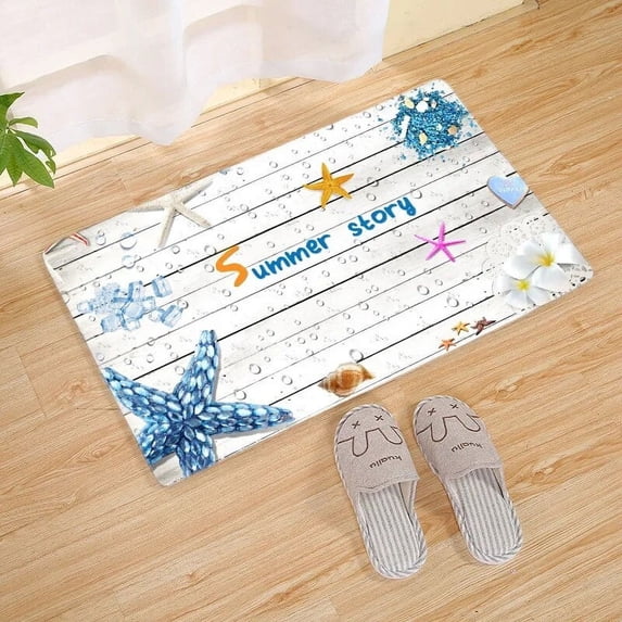 Welcome Mat 3D Shipboard Shell StarPrinted Entrance Doormat Anti-slip Area Rug Soft Bedroom Living Room Balcony Carpet