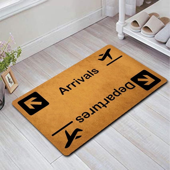 Welcome Mat with Back Arrivals & Departures Cute Airplane Door matsFunny Doormat for Entrance Way Monogram Mats for Front Door Mat No Slip Kitchen Rugs and Mats 36x24 Inch