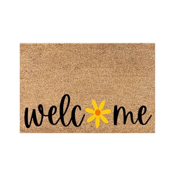 Welcome Mat Floral Sunflower Colored Slippers Summer Theme Mat Welcome Mats for Outside Machine Washable Door Mat Indoor Entrance Shoes Off Doormat for Outdoors And Indoors, 24x16IN
