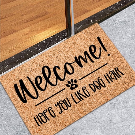 Welcome Mat For Front Door, 16X24 Inch Non-Slip Doormat With "Welcome! Hope You Like Dog Hair" Print, Indoor Outdoor Entryway Mat For Home Patio Porch