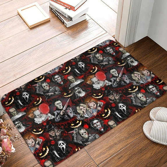 Welcome Mat Indoor Entrance Doormat Horror Movie Characters Front Porch Door Mat Home Decorative Non-slip Absorbent 24x16 Inch