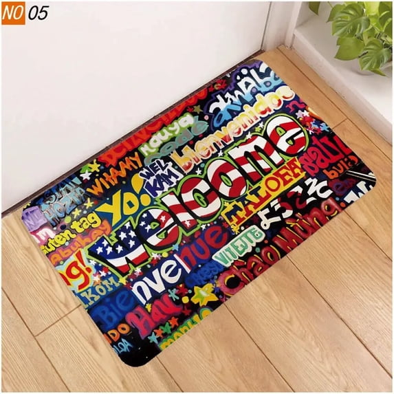 Welcome Mat Letter Printed Entrance Doormat Anti-slip Bedroom Hallway Area Rug Carpets for Living Room Home Decoration
