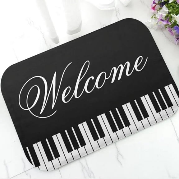 Welcome Mat Modern Piano Notes Entrance Doormat Bedroom Living Room Hallway Floor Rug Anti-slip Carpet Home Decoration