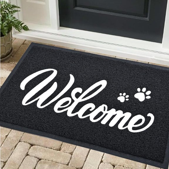 Welcome Mat Outdoor, 30x17.5 Waterproof All-Season Front Door Mat Outside Entrance, All-Weather Quick Drying, Low Profile Doormat Indoor, Patio Porch Entryway Mats, Black-White