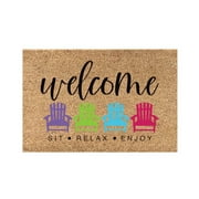 Welcome Mat Outdoor Floral Sunflower Colored Slippers Summer Theme Mat Entry Mats for Outside Rugs for Entryway Spring Door Mat for Outside Patio Floor Entry Porch Garage Office, 24x16IN