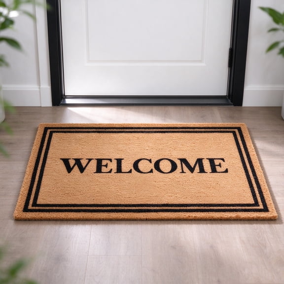 Welcome Mat Outdoor, Front Door Mat Outside Entrance, 16 x 24 Inch Dirt Trapper Doormat with Non Slip Backing, Weather Resistant Welcome Mat for Porch Patio Entryway
