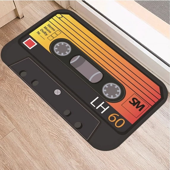 Welcome Mat Retro Music Magnetic Tape Printed Entrance Doormat Anti-slip Living Room Carpet Soft Bedroom Kitchen Area Rug