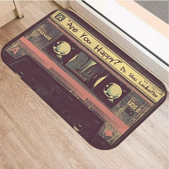 Welcome Mat Retro Music Magnetic Tape Printed Entrance Doormat Anti-slip Living Room Carpet Soft Bedroom Kitchen Area Rug