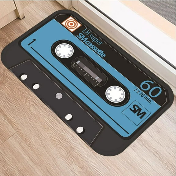 Welcome Mat Retro Music Magnetic Tape Printed Entrance Doormat Anti-slip Living Room Carpet Soft Bedroom Kitchen Area Rug