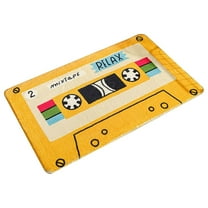 Welcome Mat Tyeign Funny Retro Cassette -Creative Entrance Door Mat- Anti-Slip Floor Mats for Living Room, Bathroom/Soft Welcome Matt Outdoor Door Mat Front Door Mat Outdoor Rug Bedroom Rug Yellow
