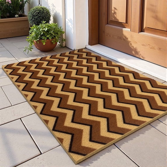 Welcome Mat, Yamaziot 24"x36" Coir Door Mat for Inside Outside, Outdoor Absorbent Non Slip Utility Entryway Rug Front Doormat, Dirt Trapper, All-Season, Brown