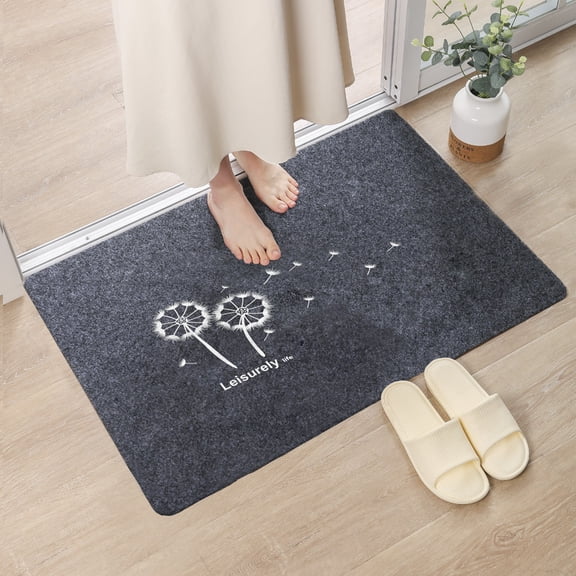 Welcome Mat for Front Door with Non Slip Rubber Back,15.7"x23.6", Grey, Dandelion