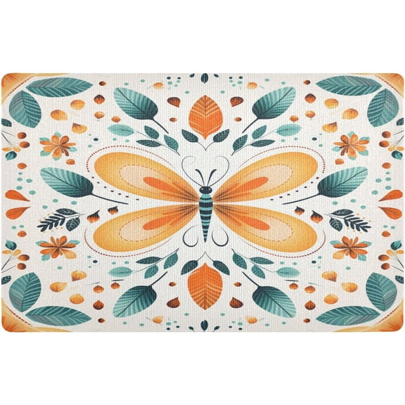 Welcome Mats 32x20 Inch for Front Door Outdoor Cute Dragonfly (2) Doormat Non-Slip Rubber Mat for Home Indoor Farmhouse Funny Kitchen Rugs Balcony Patio