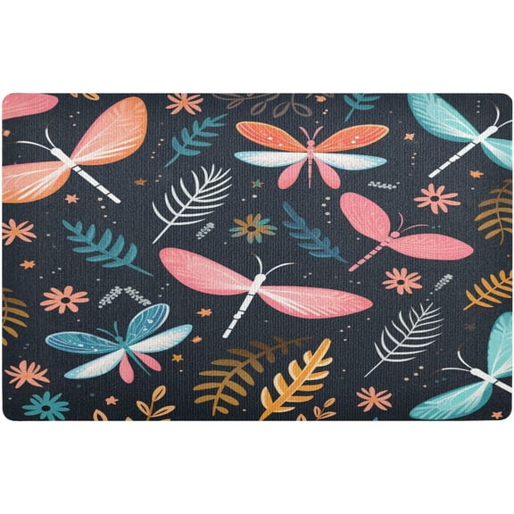 Welcome Mats 32x20 Inch for Front Door Outdoor Cute Dragonfly (3) Doormat Non-Slip Rubber Mat for Home Indoor Farmhouse Funny Kitchen Rugs Balcony Patio