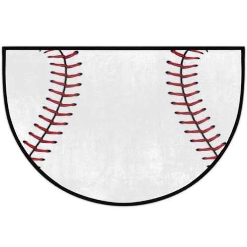 Softball Rug Welcome Mats for Front Door Entry Baseball Softball Half Round Door Mat ...